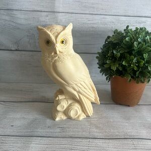 Elegant Cream Owl Sculpture